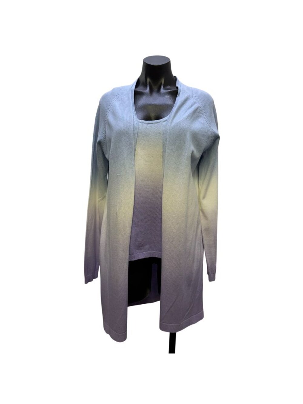 Johnny Was 3-pc Ombre Cardigan Blouse & Pants Set Blue Purple XS/S